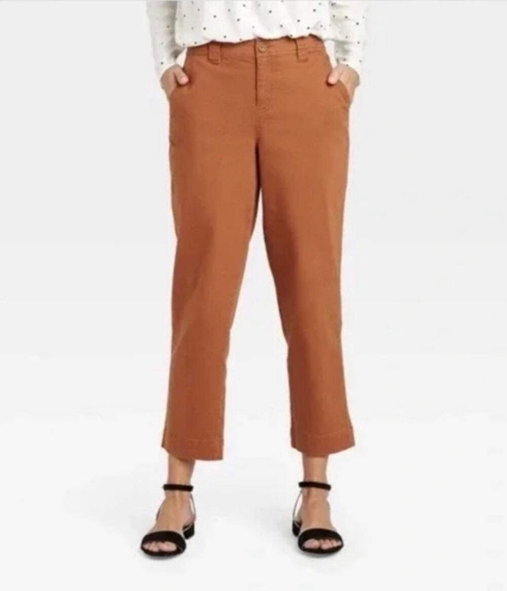 A New Day | Tan Stretch Cropped Pants Size 6 Relaxed Fit Business Casual